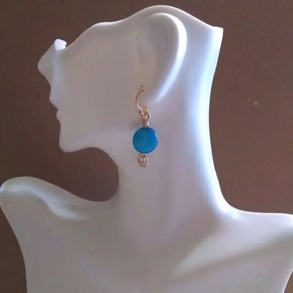2/$25! Azure Blue Banded Agate Earrings! Boho Beach Costal Business Casual